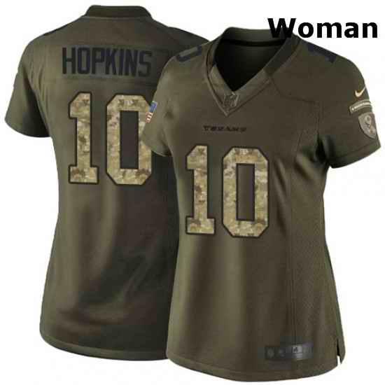 Womens Nike Houston Texans 10 DeAndre Hopkins Elite Green Salute to Service NFL Jersey